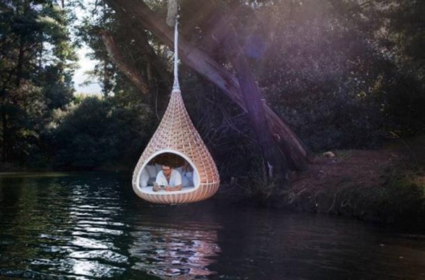 Hanging Chair Lounge Above the River
