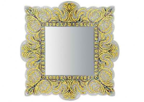 elegant wall mirror with glass mosaic tile Verev