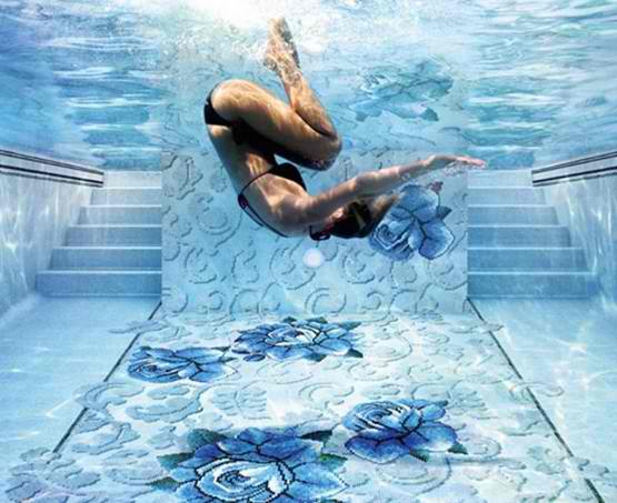 glass mosaic tiles for modern pools by Sicis