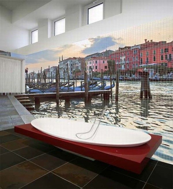 glass mosaic tiles with cool images for bathroom 3