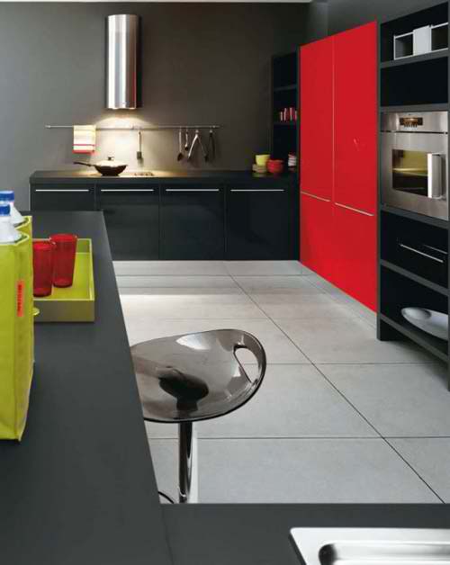 superb elegant contemporary red kitchen