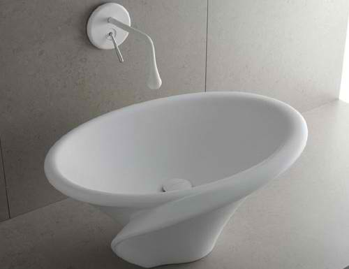 white washbasin with organic forms by Oriano Favaretto